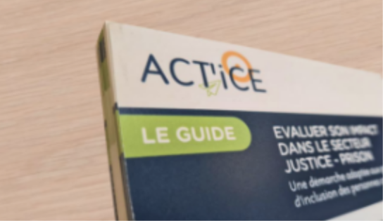 Coin haut gauche du guide d'évaluation d'impact d'Actice en version papier